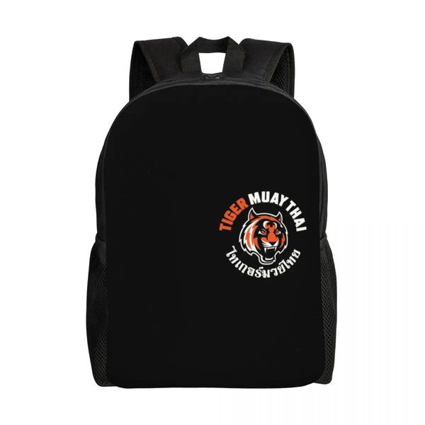 Taschen Tiger Muay Thai Rucksack für Mädchen Jungen Thailand Boxing Fighter College Schule Reisetaschen Damen Herren Büchertasche Passend für 15-Zoll-Laptop