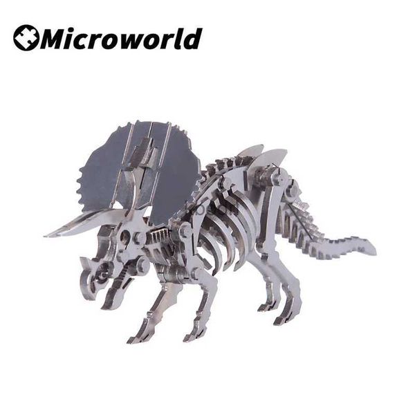 Ferramentas de artesanato 3D Metal Triceratops Dinosaur Modelo Puzzle Kits DIY Destacável Artesanato Jigsaw Desktop Brinquedos Aniversários Presentes Para Criança Adolescente Adulto YQ240119