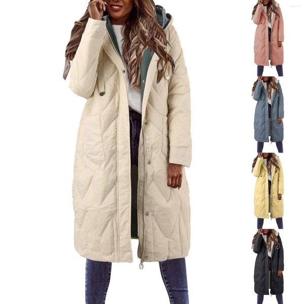 Giacche da donna Cappotto casual con tasca con cappuccio da donna Giacca leggera Cappotti invernali per la pioggia lunga imbottita a bolle