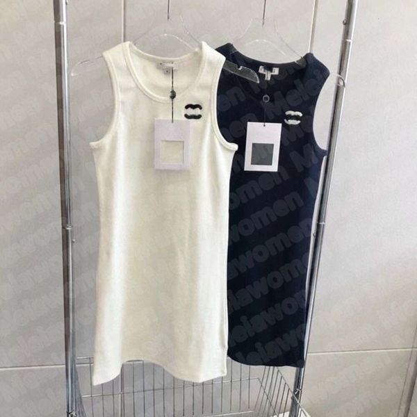 Vestido branco vestido de verão feminino vestidos letra de moda vestidos estampestres femininos vestido casual esportes de estilo pulôver mangas saia sem mangas