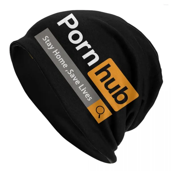 Berets Pornhubs Logo Motorhaube Hut Strickmützen Männer Frauen Coole Unisex Stay Home Save Lives Warme Wintermützen Mütze