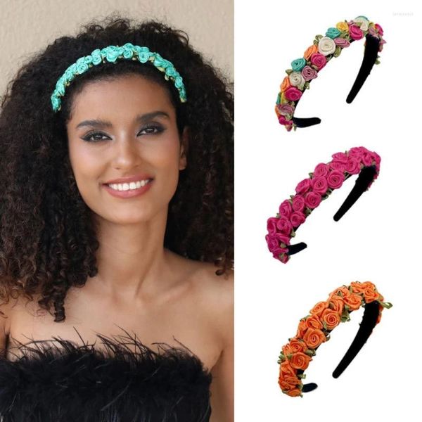 Fermagli per capelli Fasce per capelli con fiori colorati per le donne Moda Matrimonio Fascia per abiti floreali Ladies Beach Festival Accessori gioielli fatti a mano