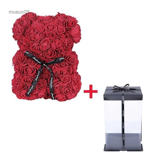 Andere Event-Party-Zubehör, 25 cm Teddy-Rosenbär mit Box, künstliche PE-Blume, Valentinstag, Freundin, Frauen, Muttertag, Geschenk, Hochzeit, Geburtstag, Party