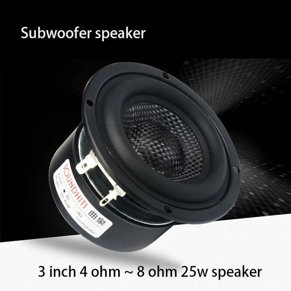 Alto-falantes 25 ~ 40W 3 polegadas Unidade de alto-falante 4 ~ 8ohm Woofer Subwoofer Alto-falante Baixo Hifi Unidade de alto-falante de fibra de vidro bacia tecida de baixa frequência