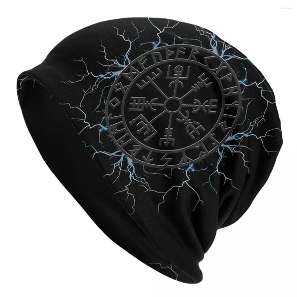 Berretti Cappelli da esterno vichinghi Blu Dei norvegesi Bussola simbolica Valhalla Lancia di Odino Gungnir e Molijnir Cappello a cuffia Skullies Berretti Berretti