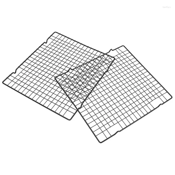 Bakeware Tools Rechteckiges Kuchenkühlregal, 2er-Set, Backdraht, Edelstahl, Grill, Dampf