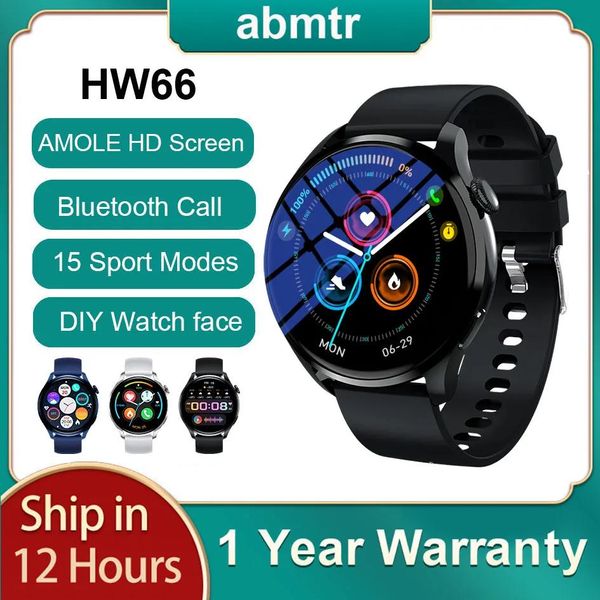 Uhren Abmtr HW66 Smart Watch Männer AMOLED Bildschirm 1,35