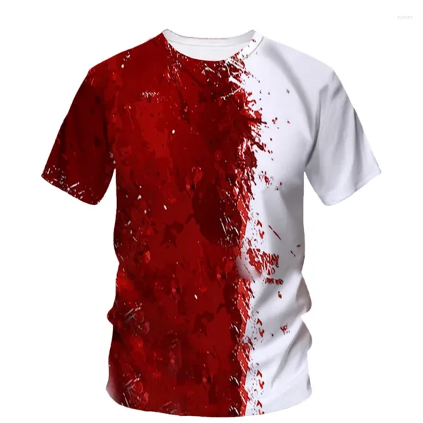 Homens Camisetas Horror Sangue Padrão 3D Impresso Casual Camisetas Mulheres / Homens Manga Curta O-pescoço Hip Hop Tee Harajuku Tops Moda Tshirt A1