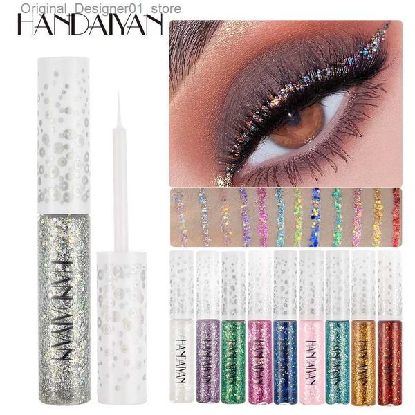 Eyeliner HANDAIYAN Irideszenz Glitter Eyeliner Flüssiges Augen-Make-up Glanz Buntes Eyeliner-Gel Schnelltrocknende Augenlidliner Make-up-Kosmetik Q240119