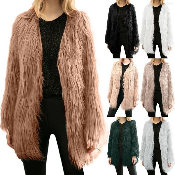 Damenjacken, langärmelig, flauschig, warmer Kunstmantel, 2024 Wintermäntel, Fleece, kurze weiße Jacke, Nerz