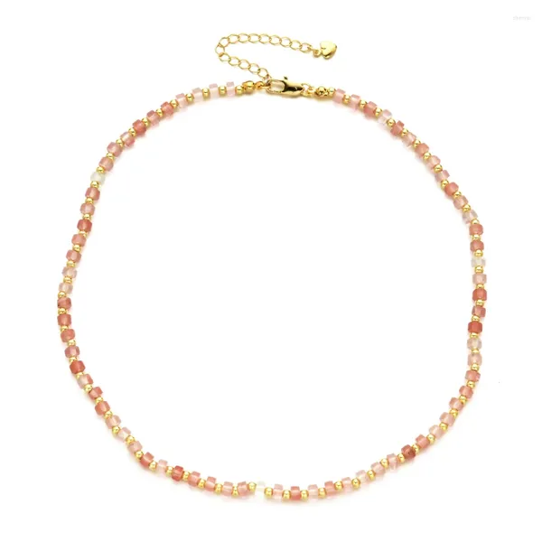 Gargantilha boho cura energia colar feminino jóias pedra de cristal natural aventurina rosa