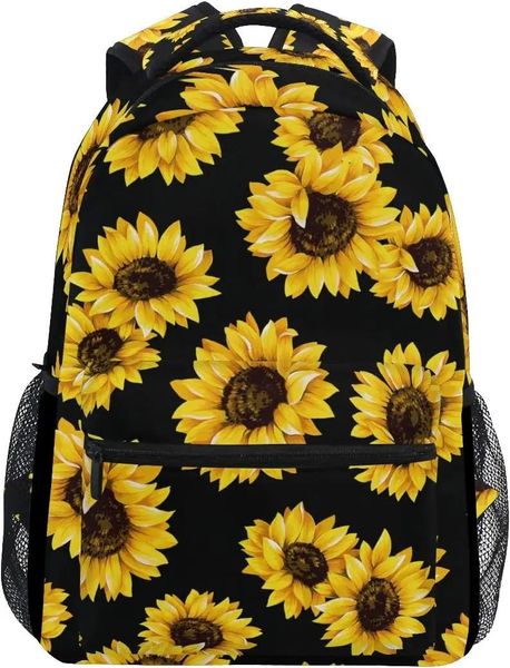 Borse Borsa da zaino floreale con stampa girasole per donne Laptop iPad Tablet Tasche per borse da viaggio per la scuola