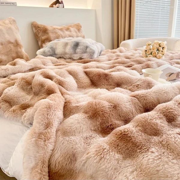 Coperte Coperta di lusso in finta pelliccia per l'inverno Calore Letti super confortevoli Biancheria da letto invernale calda di fascia alta