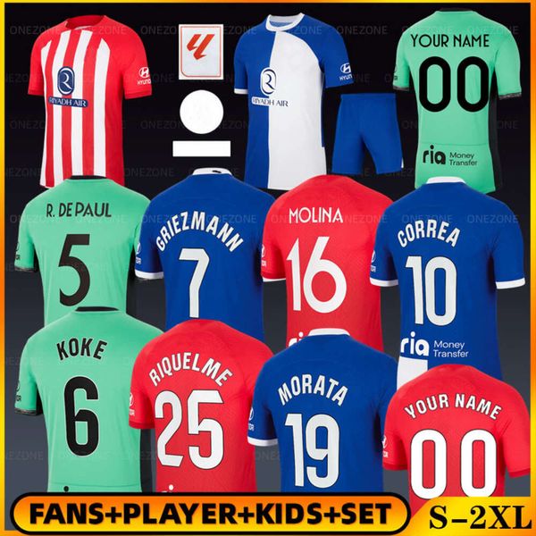 Atletico De Madrids Paul 2023 24 Griezmann Antoine Trikots Fußball Fußball Kit Jugend Kinder Team Uniform Nahuel Molina Koke Depay Alvaro Morata Jan Oblak Correa Depay