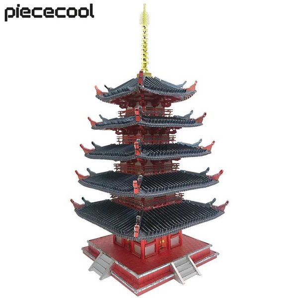 Strumenti artigianali Piececool Kit di costruzione di modelli Pagoda a cinque piani Puzzle 3D fai da te Assemblaggio di metalli Costruttore Giocattolo Puzzle Regali per adolescenti YQ240119