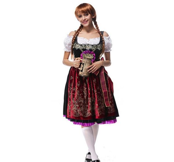 Deutsch Oktoberfest Bier Mädchen Kleid Bardame Kleidung Sexy Dirne Party Cosplay Kostüm Uniform Karneval Kostüm 6484002