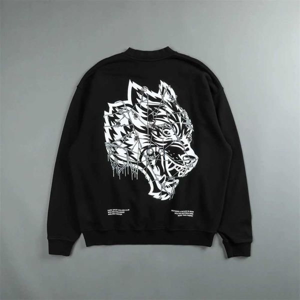 Herren Hoodies Sweatshirts She Spider Web Wolf Print Baumwoll Fleece Frauen Unisex Streetwear Casual Männer Paar Pullovers Topsyolq