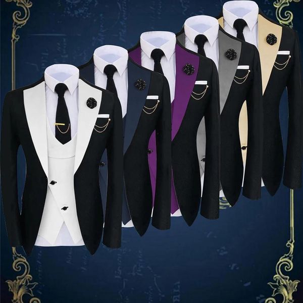 Ternos nova chegada em 2021 clássico traje homme luxuoso fino ajuste blazers bola e noivo terno masculino smoking 3 peças conjunto vestido de casamento