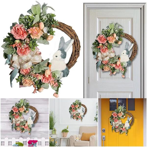 Plástico decorativo 40CM do armário da guirlanda da Páscoa das flores para a decoração da janela da parede da porta da frente