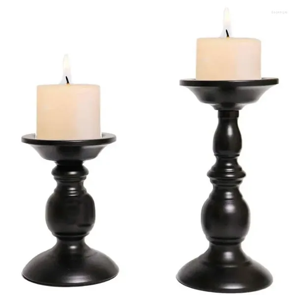Castiçais 1 pc preto/ouro pilar menorah decorações peças centrais do casamento metal à luz de velas jantar decoração velas de mesa