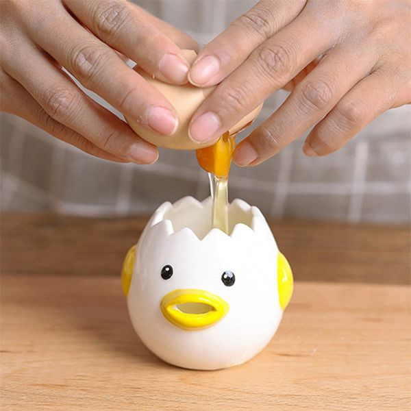 Yumurta sarısı ayırıcı yaratıcı seramik sevimli küçük tavuk yumurta sarısı komik stil basit otomatik ayırma pişirme asistanı aracı