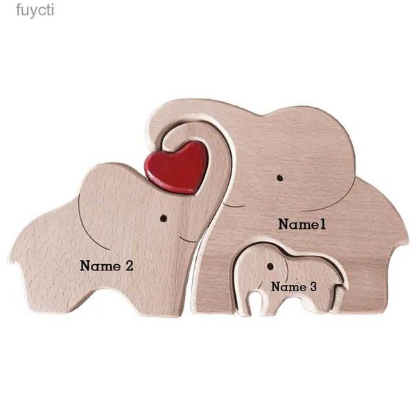 Искусство и ремесла Ручная резная фигурка слона из натурального дерева Персонализированное имя на заказ Художественная головоломка Деревянные украшения для дома Украшения Ремесла Подарки YQ240119
