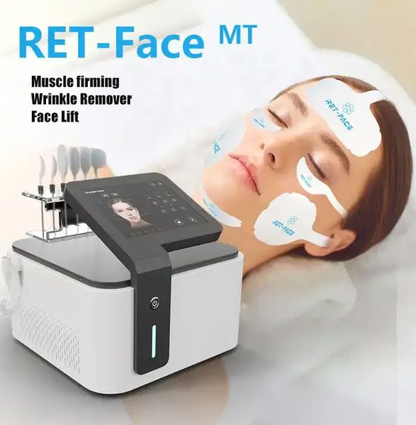 6 alças massageador facial completo pulso magnético RF aquecimento peface rosto pele aperto ems estimulação muscular facial microcorrente aumento máquina de colágeno