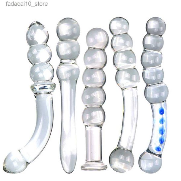 Outros itens de beleza de saúde Pyrex Glass Anal Beads Butt Plug Big Ball Grande Crystal Dildo Penis Artificial Dick Gay Masturbate Adult Toy For Women Q240119