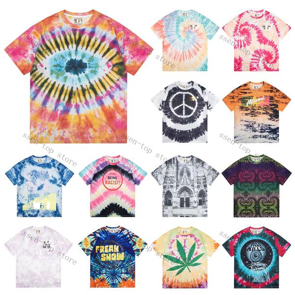 Designer camiseta luxuosa camiseta tie-dye alfabeto impressão manga curta high street moda solta retro americano casual lavado camiseta