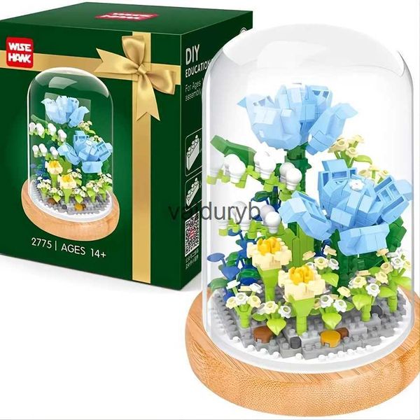 Forniture per giocattoli di Natale Set unico di mattoncini per bouquet di piante fai-da-te - Blocchi di fiori decorati squisiti con coperchio trasparente - Regalo perfetto per i bambinivaiduryb