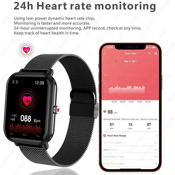 Orologi intelligenti 2023 Nuovo orologio intelligente da uomo Monitoraggio dell'ossigeno nel sangue Orologio fitness sportivo Uomo Donna Monitoraggio della temperatura corporea Orologio intelligente per XiaomiL2401