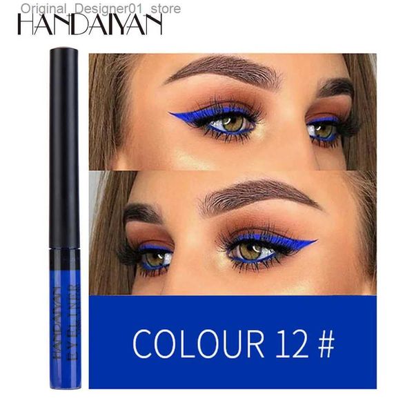 Eyeliner HANDAIYAN Penna per eyeliner liquido blu scuro Trucco Matita per eyeliner colorata Cosmetici colorati Eyeliner con punta in feltro impermeabili Q240119