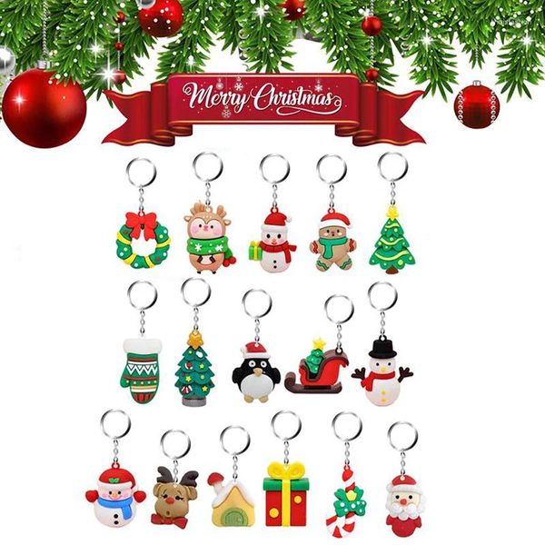Confezione regalo per calendario dell'Avvento di Natale, bomboniera, portachiavi con ciondolo da 24 pezzi per bambini