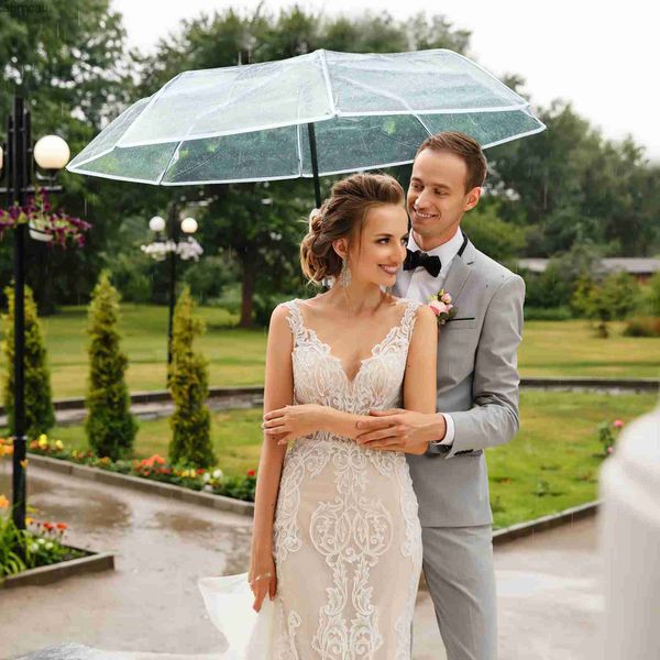 Regenschirme Regenschirm Kinder voll tragbarer Regenschirm Drei-fach transparent Reisen Frauen Bulk Regen Weiß