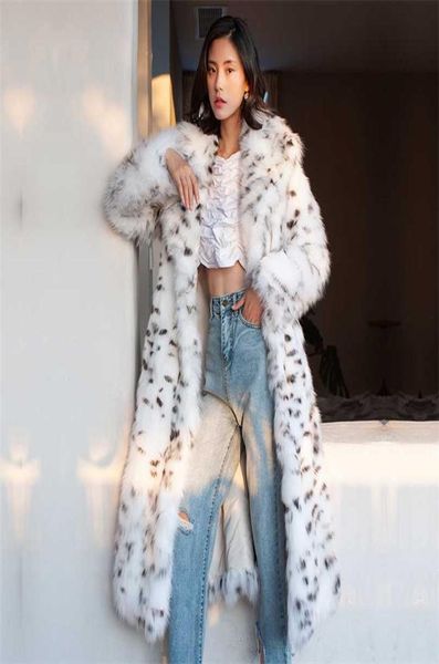 Cappotto in pelliccia da donna039 Imitazione abito con stampa leopardata a pois neri lunga lunghezza giacca a vento invernale in pelle calda di grandi dimensioni 2112202664730