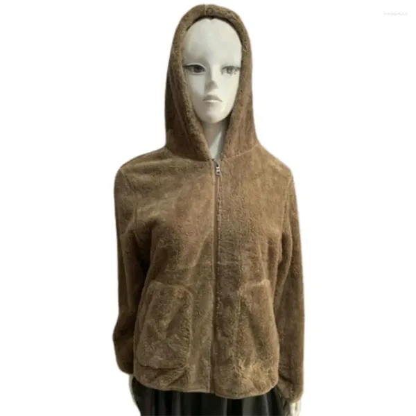 Felpe con cappuccio da donna Cappotto invernale Giacca da donna morbida e confortevole Accoglienti giacche con cappuccio in pile polare con tasche con cerniera per il calore autunnale