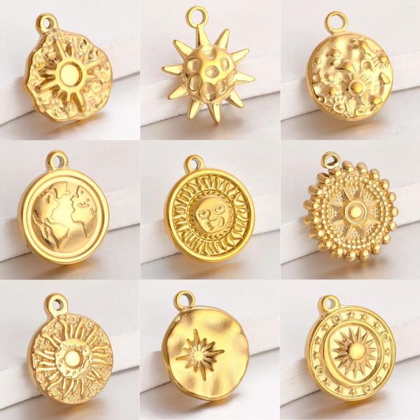 Pendenti e ciondoli 3 pezzi in acciaio inossidabile Sunburst celeste sole/stella/terra pendenti collana fai da te creazione di gioielli accessori braccialetto