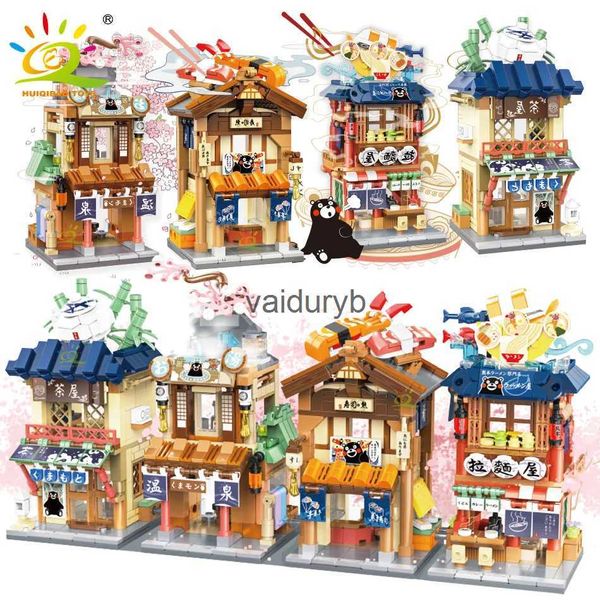 Blocos de cidade mini japonês vista de rua macarrão casa modelo blocos de construção diy primavera quente sushi loja tijolos brinquedos para ldrenvaiduryb