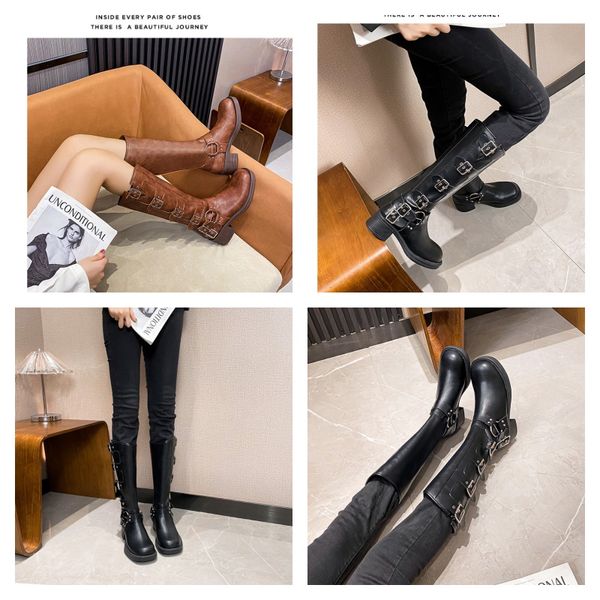 Interlocking Black Ankle Biker Chunky Platform Flats Botas de Combate Baixo Salto Lace-up Booties Correntes de Couro Logo Fivela Mulheres Designers de Luxo Sapatos Fábrica 35-40