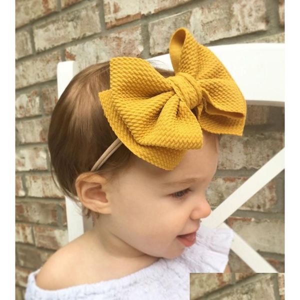 Haarschmuck Kinder Big Bow Stirnbänder Doppelschicht 6 Zoll Bögen Mädchen Turban Kopf Wraps Top Knoten Nylon Haarband DIY Drop Lieferung Baby DHS27