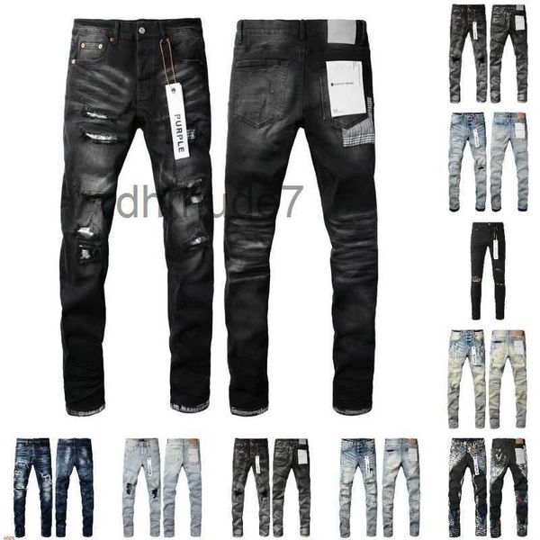 Tasarımcı erkek kot pantolon için mor retro patchwork alevli pantolon vahşi yığılmış yırtık uzun pantolon düz y2k bol soluklu erkekler QAP5