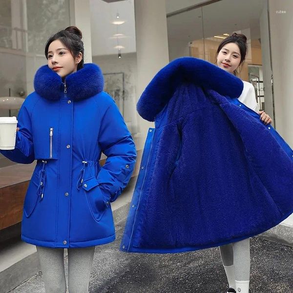 Frauen Trenchcoats Baumwolle Jacke Mittlere Länge 2024 Winter Verdickt Clip Zu Überwinden Mantel Koreanische Version Verlieren Unten