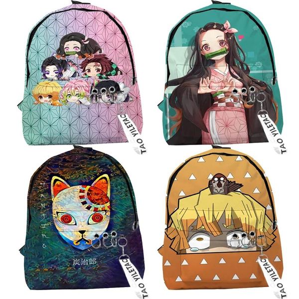 Taschen Schüler Dämon Slayer 3D Print Backpacks Jungen Mädchen Anime Bookbags Kinder Schultaschen Unisex Dudelsacks Kinder Rucksack Mochila