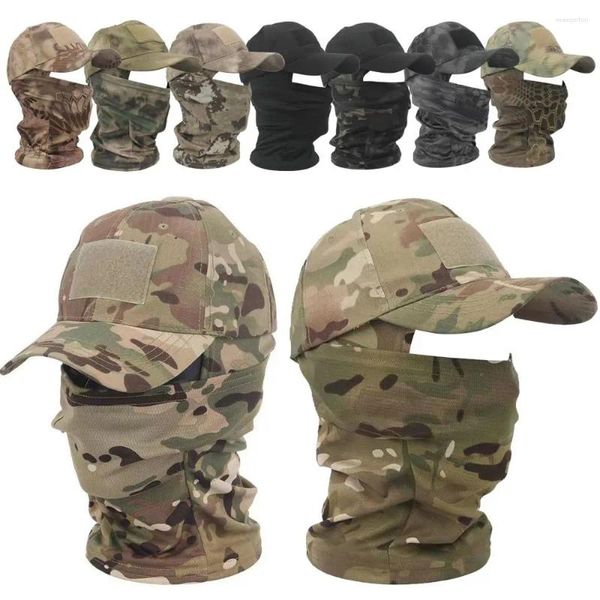 Bola bonés homens mulheres capuz militar ao ar livre respirável à prova de vento snapback chapéus de sol protetor solar camuflagem balaclava máscara beisebol hatsi