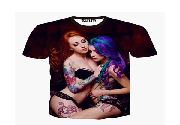 T camisa nova moda verão 3d romance tshirts sexy nu tatuagem menina impressão 3d t camisas das mulheres dos homens camisetas superiores plus size8406444