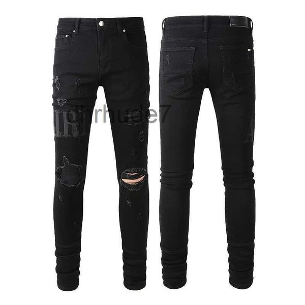 2023ss novo designer jeans masculino hip-hop moda zíper lavável carta design retro motocicleta ciclismo magro Size28-40. NG52