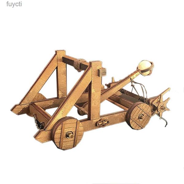 Arti e mestieri Torsione Braccio singolo Trabucco Catapulta Macchina fai da te Antico carro Modello Assedio Auto Puzzle 3D in legno Necessario assemblaggio YQ240119