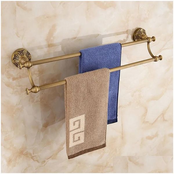 Mensole da bagno Accessori in bronzo antico Pacchetto tutto in uno Portasciugamani Anello Porta scopino Porta accappatoio Asciugacapelli Consegna a goccia H Dhex5