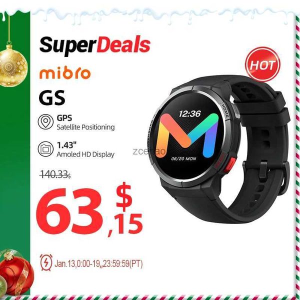 Smartwatches Mibro GS Smartwatch GPS-Positionierung 460 mAh Akku AOD 1,43 Zoll AMOLED HD-Bildschirm 5ATM Wasserdicht Sport Herren Damen Smartwatch