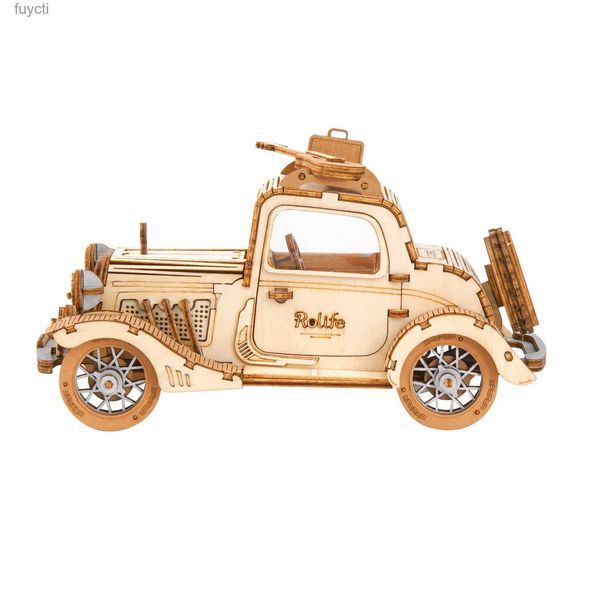 Kunst und Handwerk Robotime Rolife Oldtimer-Modell 3D-Holzpuzzle Spielzeug für Chilidren Kinder Erwachsene TG504 YQ240119